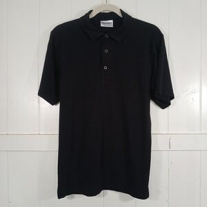 Cariloha Polo Shirt Mens Medium Black Bamboo Fit Organic Cotton Stretch 2364